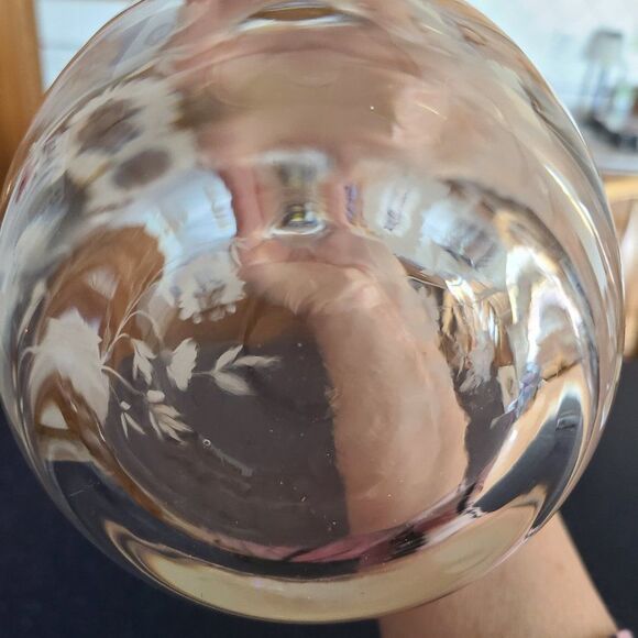 Javit Crystal Wine Decanter Made In Turkey Etched Floral Glass Barware - Picture 14 of 15